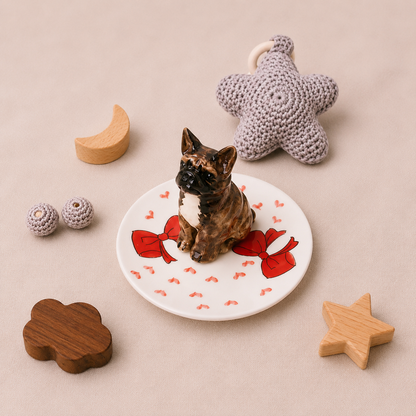 Custom Dog Ceramic Ring Dish, Personalized Handmade Pet Jewel Holder Tray