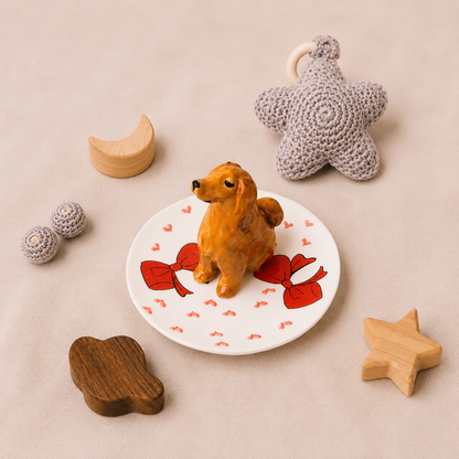 Custom Dog Ceramic Ring Dish, Personalized Handmade Pet Jewel Holder Tray