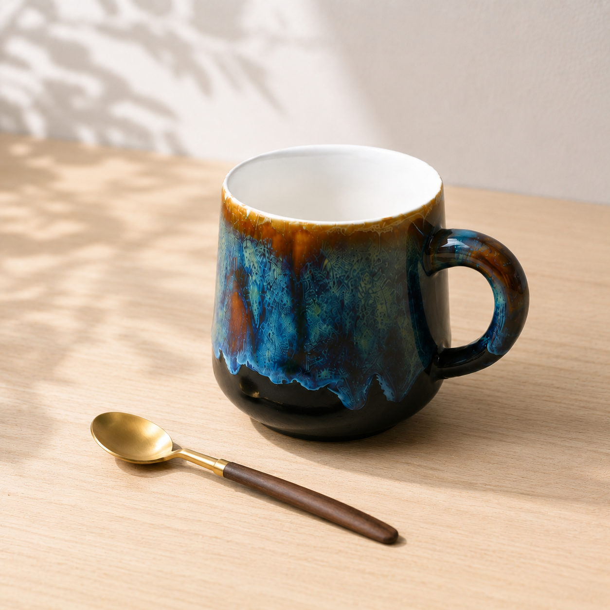 Handmade Artisan Personalized Ceramic Mug, Blue Pottery Coffee Cup