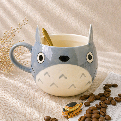 Handmade Totoro Ceramic Mug, Pottery Coffee Cup for Anime Lovers