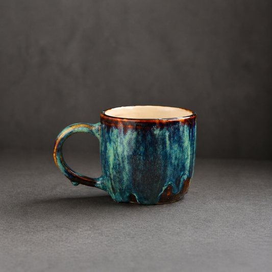 Handmade Psychedelic Green Ceramic Mugs For Coffee Lovers, Personalized Pottery Mug