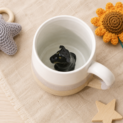 Handgemachte Keramiktasse für Haustiere, personalisierte Kaffeetasse mit Hunde- oder Katzenfigur
