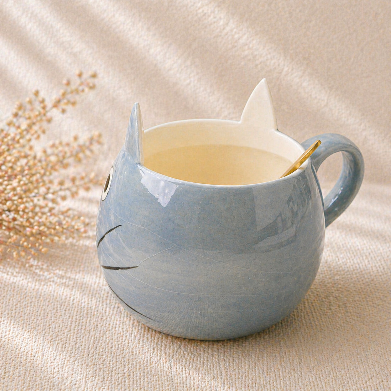 Handmade Totoro Ceramic Mug, Pottery Coffee Cup for Anime Lovers