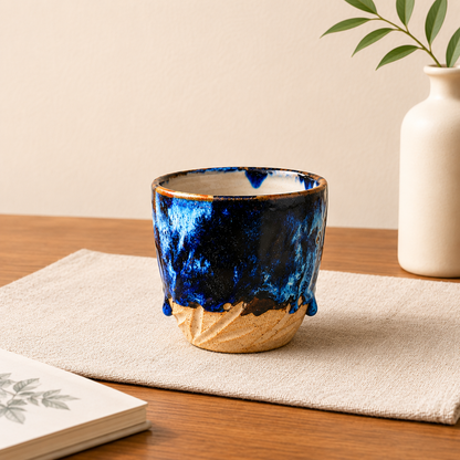 Ceramic Coffee Mug Handmade,  Personalized Mysterious Blue Pottery Mug