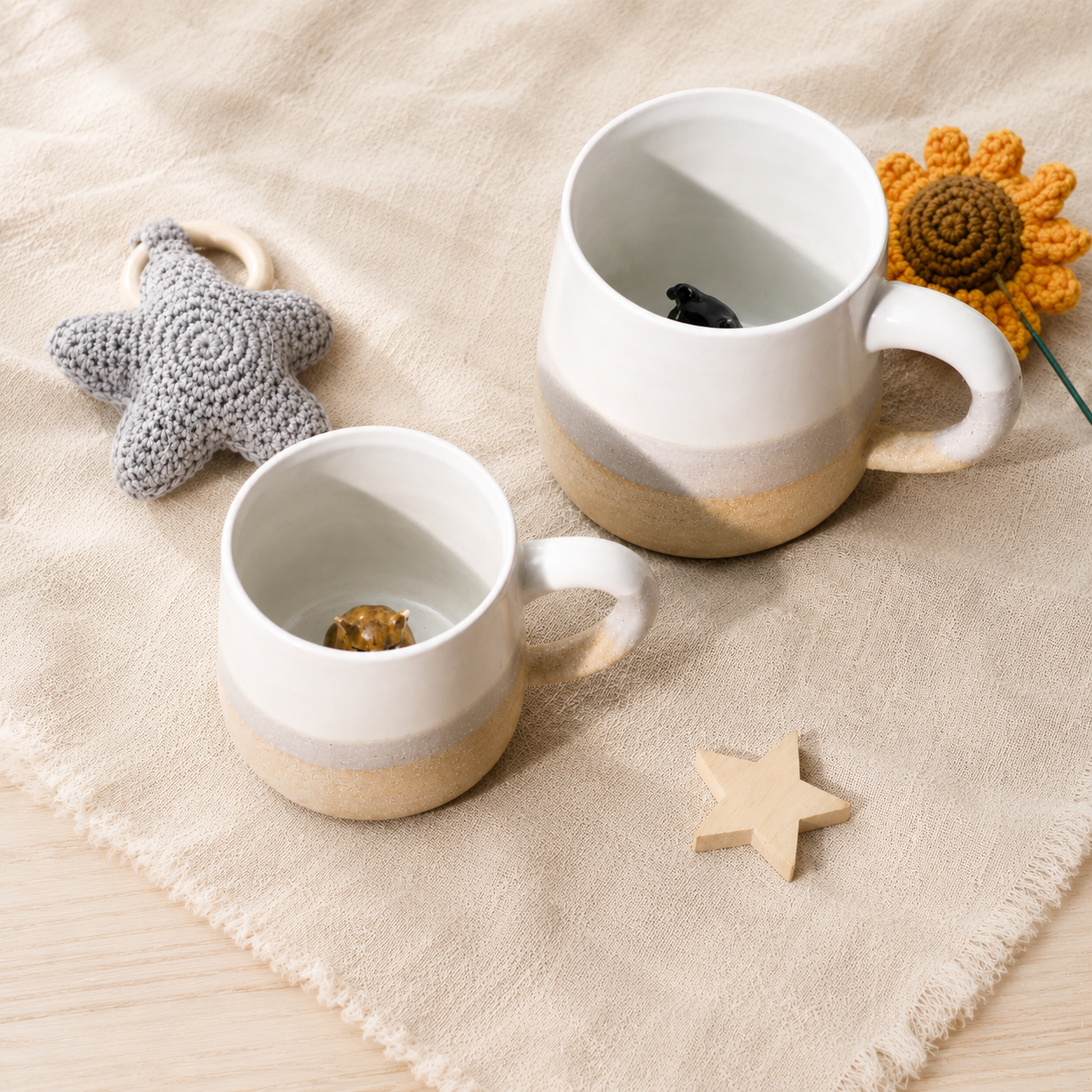 Custom Handmade Ceramic Pet Mug, Personalized Coffee Mug with Dog or Cat Figurine