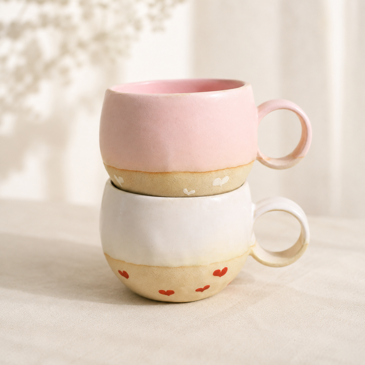 Handmade Heart Design Ceramic Mug, Cute Personalized Coffee Cup For Home Decor