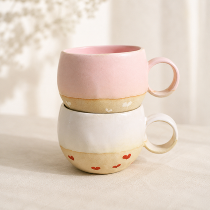 Handmade Heart Design Ceramic Mug, Cute Personalized Coffee Cup For Home Decor
