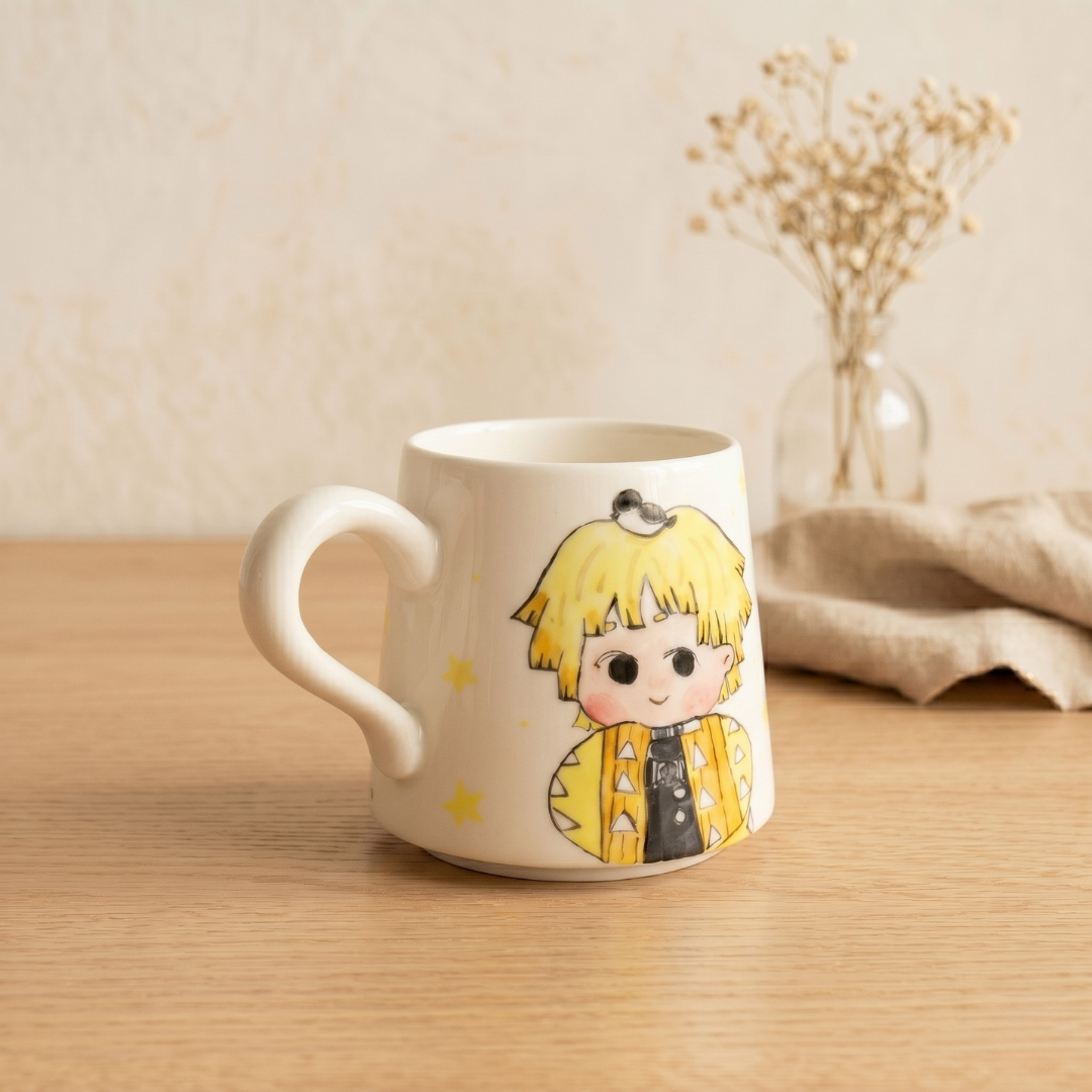 Demon-Slayer Agatsuma Zen'itsu Ceramic Mugs, Personalized Ceramic Cup for Anime Lovers