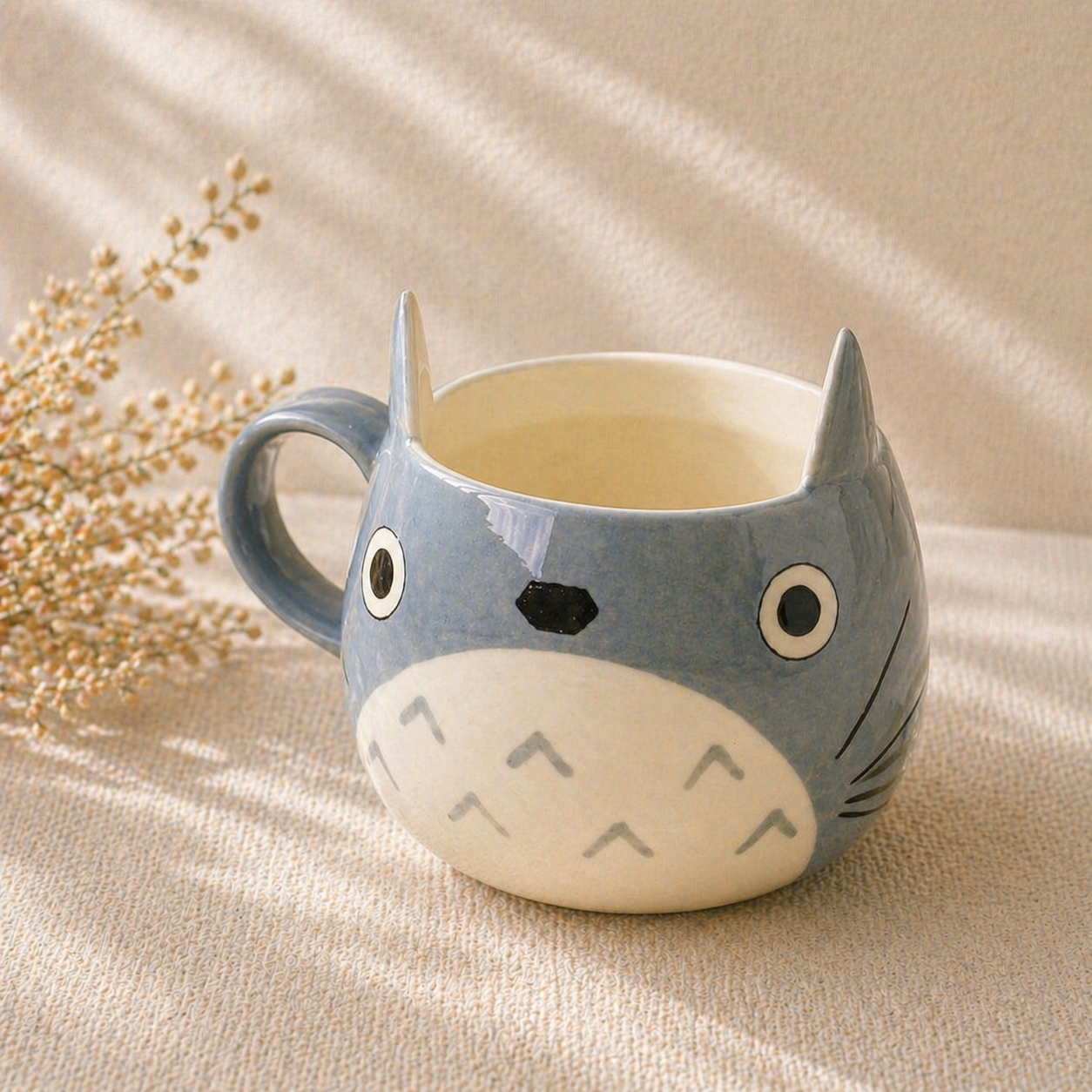 Handmade Totoro Ceramic Mug, Pottery Coffee Cup for Anime Lovers
