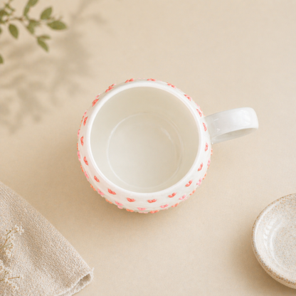 3D Heart Embossed Mug – Handmade Ceramic Cup for Coffee Lovers