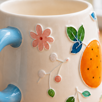 Handmade Ceramic Coffee Mug, Hand-painted Fruit Personalized Pottery Cup