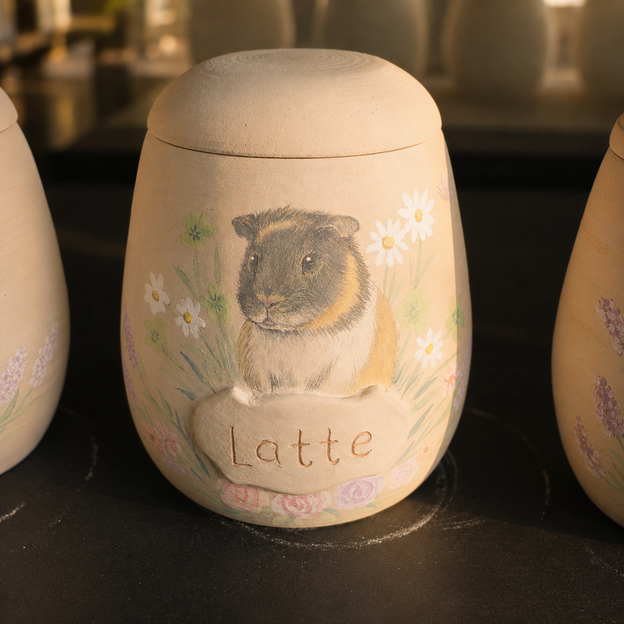 Custom Pet Portrait Ceramic Memorial Urn – Handmade Pet Ashes Keepsake
