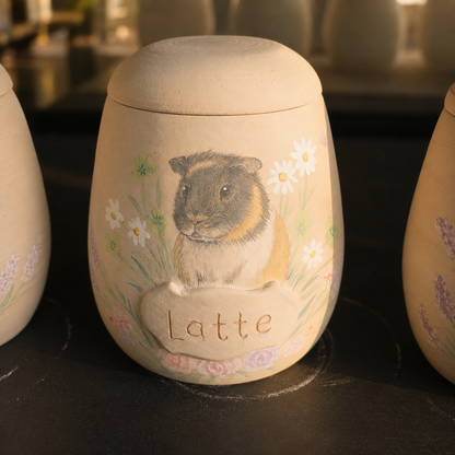Custom Pet Portrait Ceramic Memorial Urn – Handmade Pet Ashes Keepsake