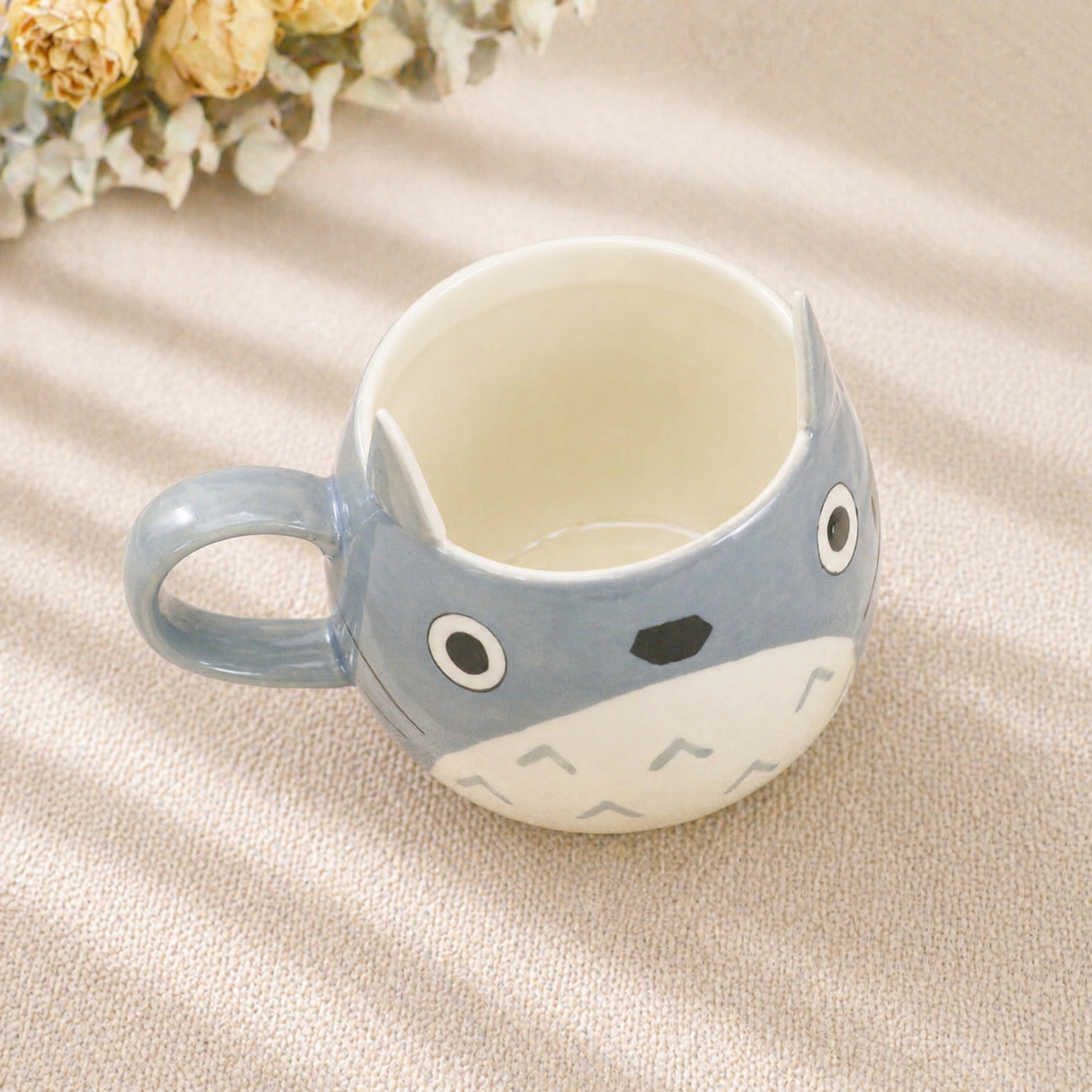 Handmade Totoro Ceramic Mug, Pottery Coffee Cup for Anime Lovers