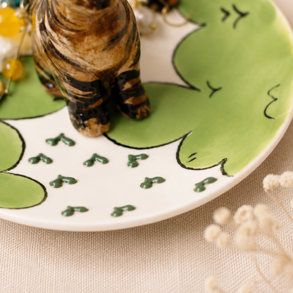 Custom Cat Ceramic Ring Dish, Personalized Handmade Pet Jewel Holder Tray