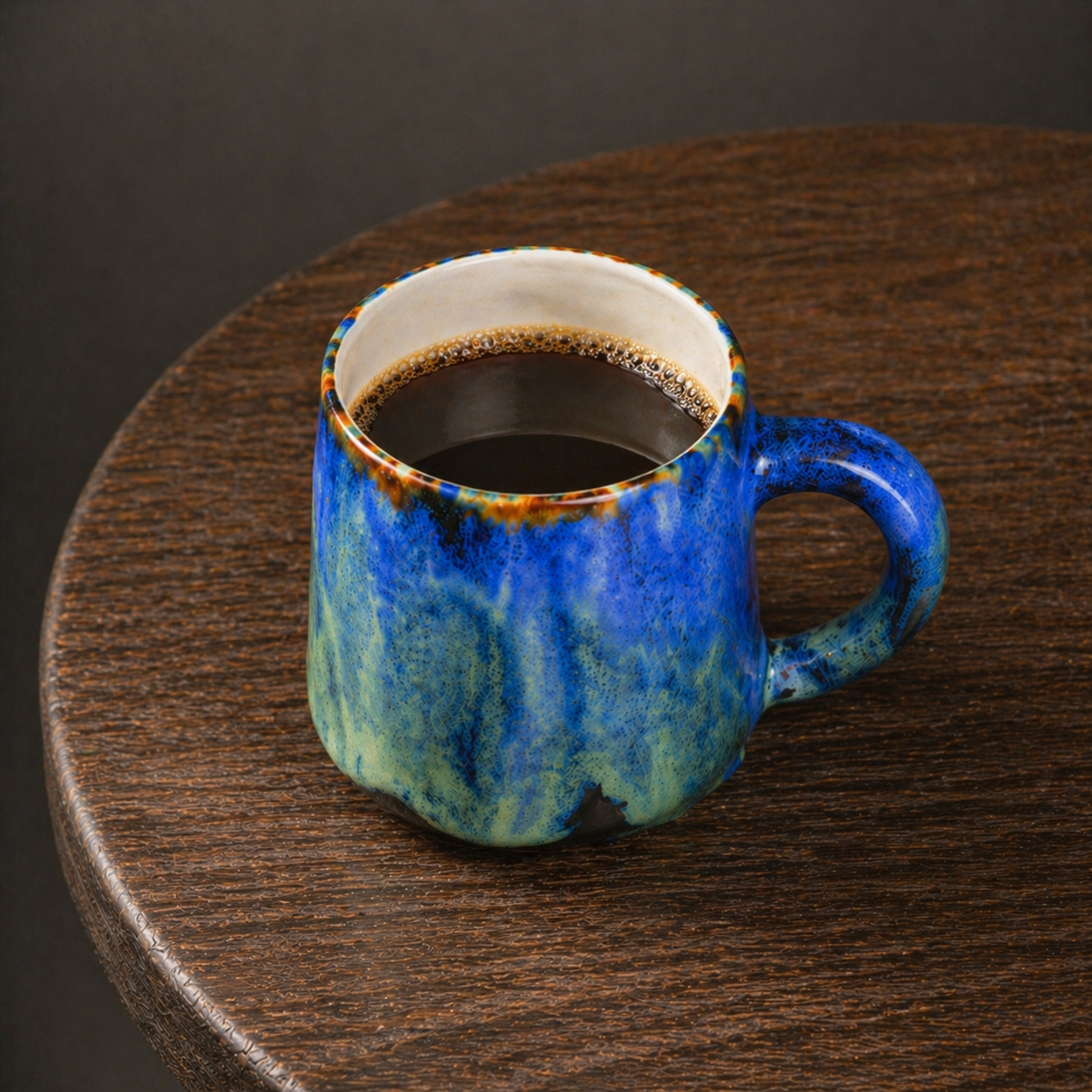 Keramik Kaffeetasse Handgefertigt, Grün und Blau Personalisierte Keramiktasse