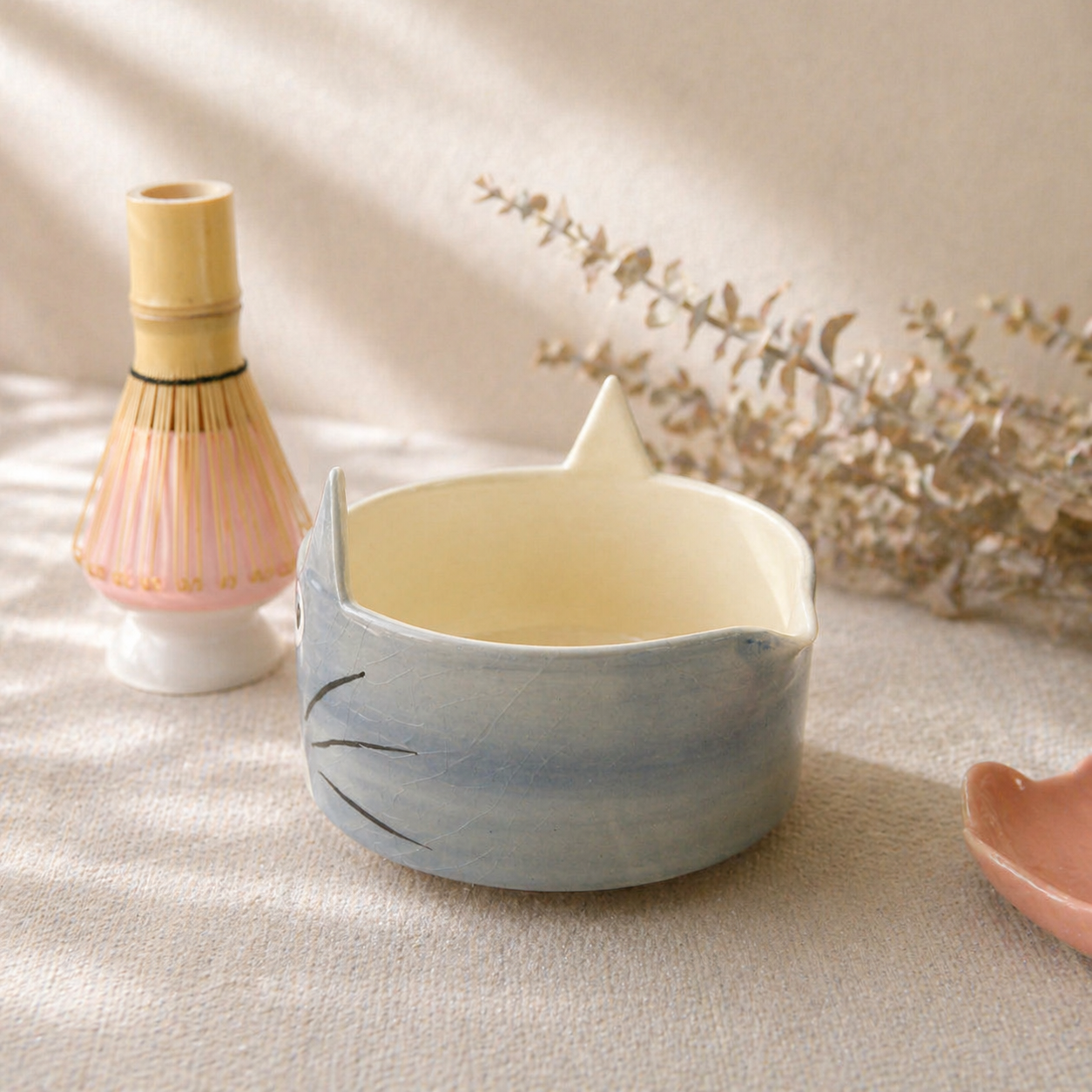 Handmade Custom Totoro Matcha Bowl Set– Personalized Ceramic Gift for Tea Lovers