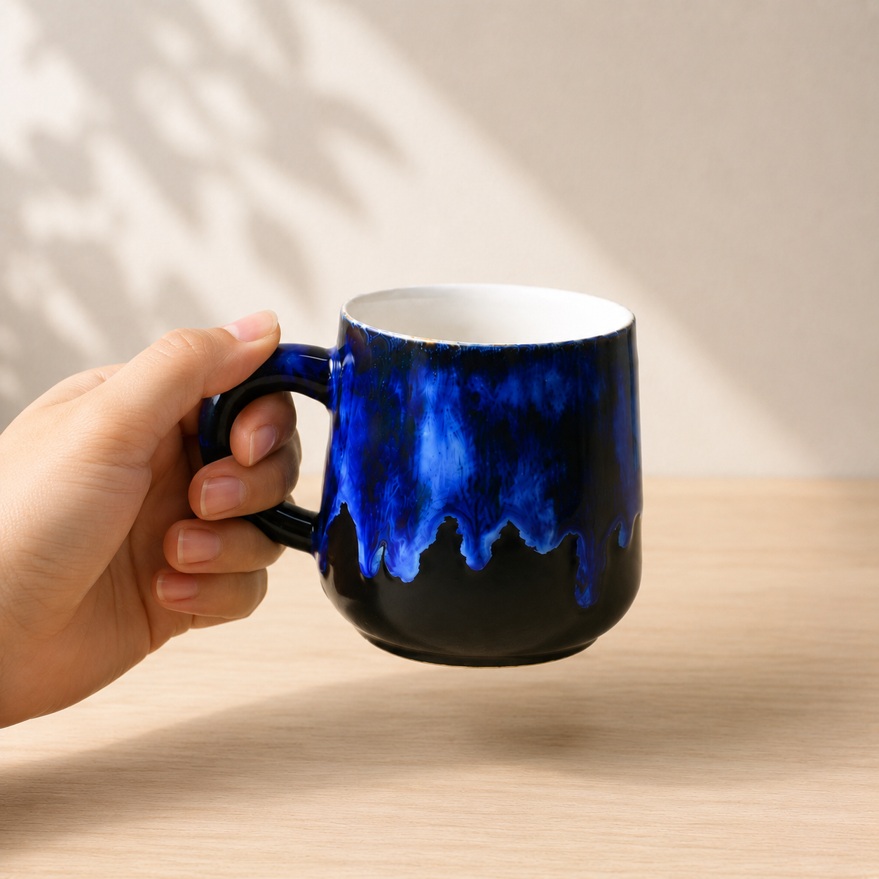 Handmade Artisan Personalized Ceramic Mug, Blue Pottery Coffee Cup