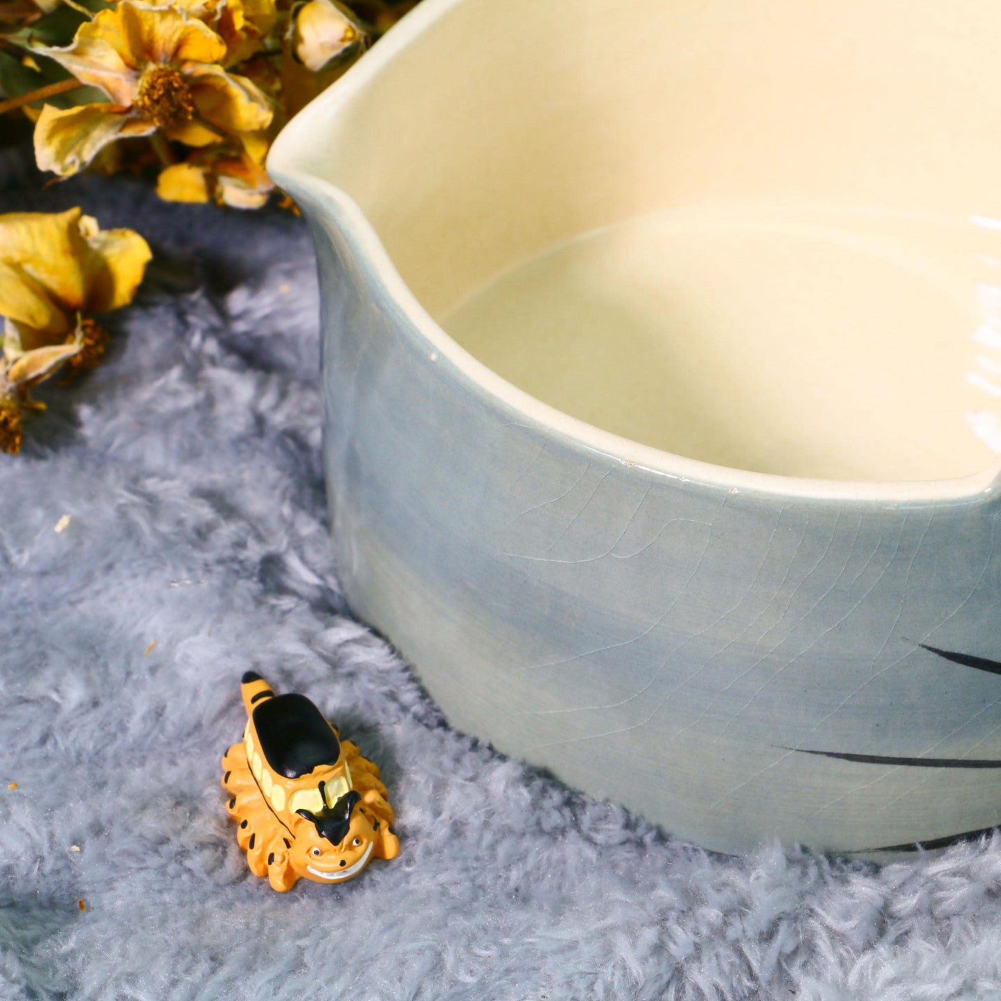 Handmade Custom Totoro Matcha Bowl Set– Personalized Ceramic Gift for Tea Lovers