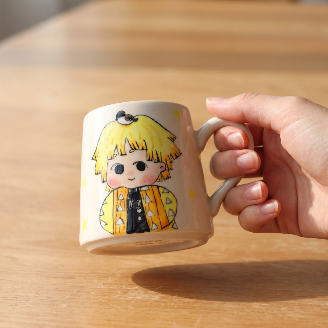 Demon-Slayer Agatsuma Zen'itsu Ceramic Mugs, Personalized Ceramic Cup for Anime Lovers