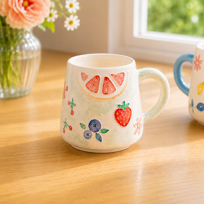Handmade Ceramic Coffee Mug, Hand-painted Fruit Personalized Pottery Cup