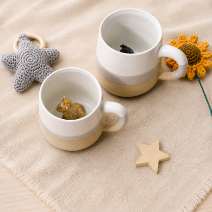 Handgemachte Keramiktasse für Haustiere, personalisierte Kaffeetasse mit Hunde- oder Katzenfigur