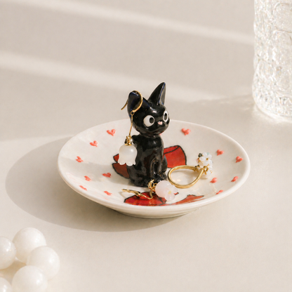 Jiji Handmade Ceramic Cat Ring Dish – Cute Anime-Inspired Jewelry Tray & Personalized Wedding Gift