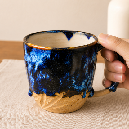 Ceramic Coffee Mug Handmade,  Personalized Mysterious Blue Pottery Mug