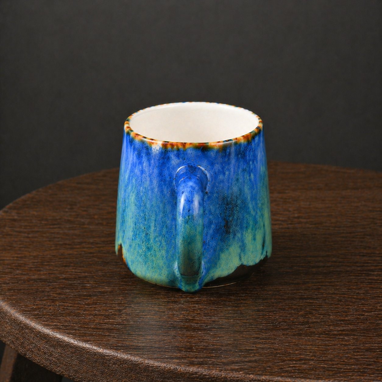 Keramik Kaffeetasse Handgefertigt, Grün und Blau Personalisierte Keramiktasse