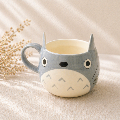 Handmade Totoro Ceramic Mug, Pottery Coffee Cup for Anime Lovers