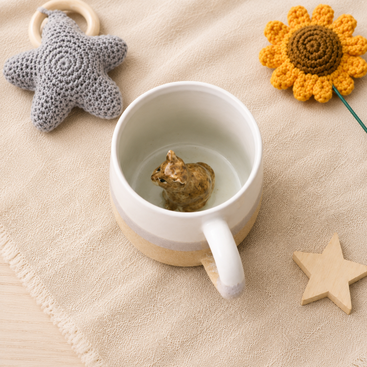 Custom Handmade Ceramic Pet Mug, Personalized Coffee Mug with Dog or Cat Figurine