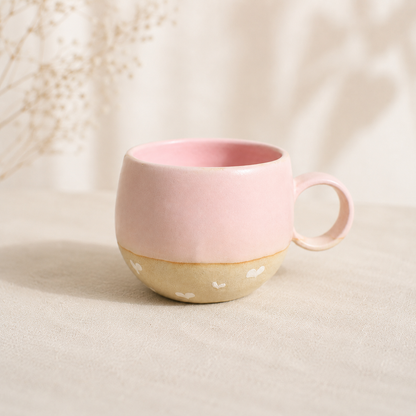 Handmade Heart Design Ceramic Mug, Cute Personalized Coffee Cup For Home Decor