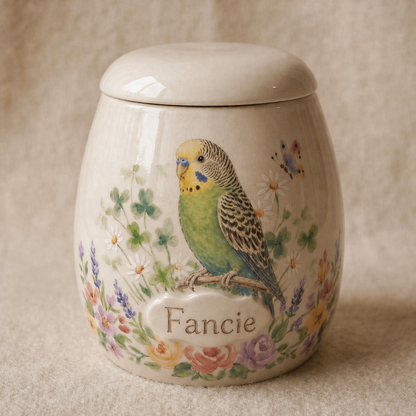 Custom Pet Portrait Ceramic Memorial Urn – Handmade Pet Ashes Keepsake