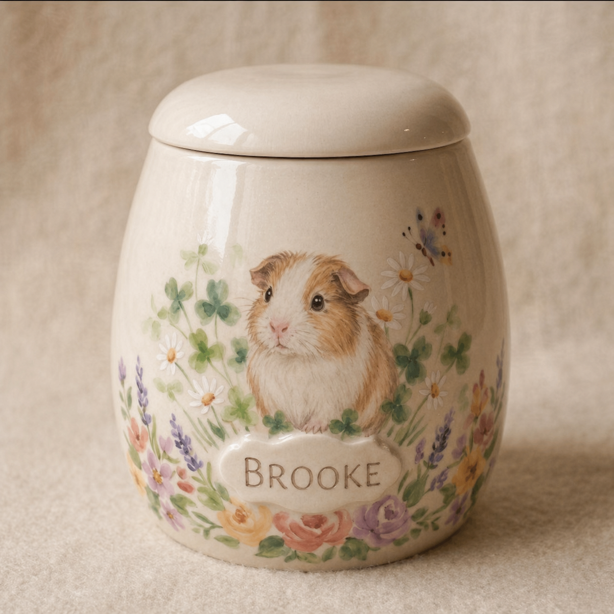 Custom Pet Portrait Ceramic Memorial Urn – Handmade Pet Ashes Keepsake