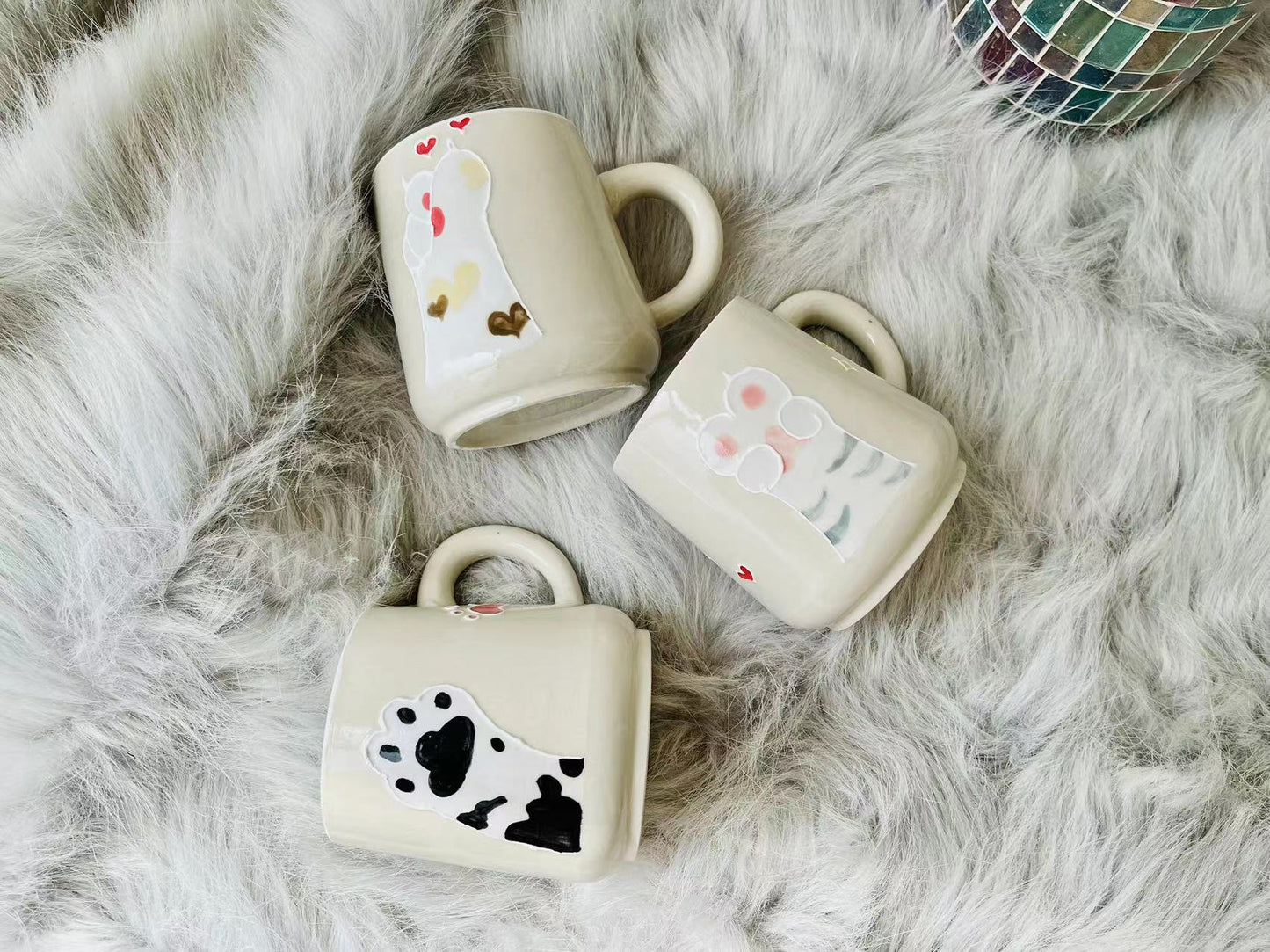 Cat Paw Ceramic Coffee Mug, Personalized Handmade Pottery Mug for Gifts