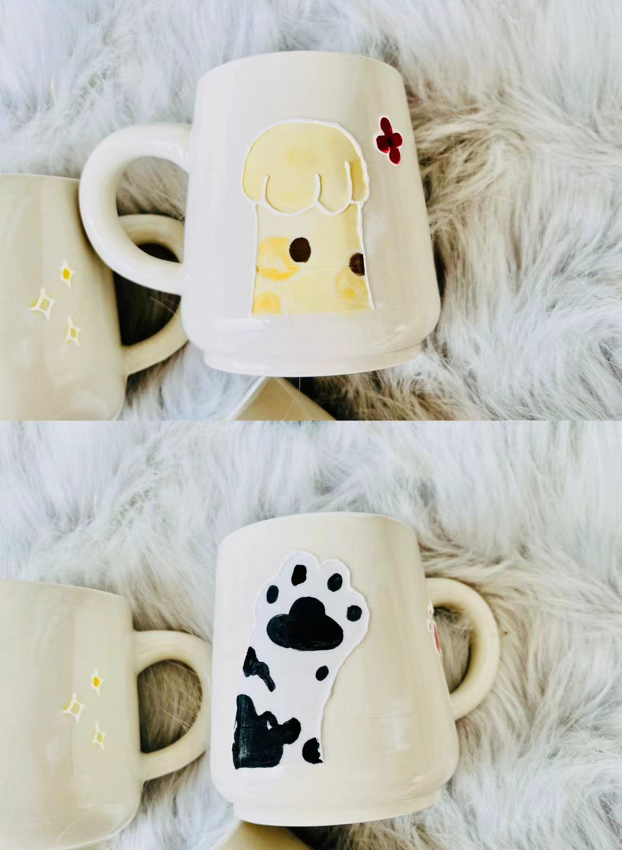 Cat Paw Ceramic Coffee Mug, Personalized Handmade Pottery Mug for Gifts