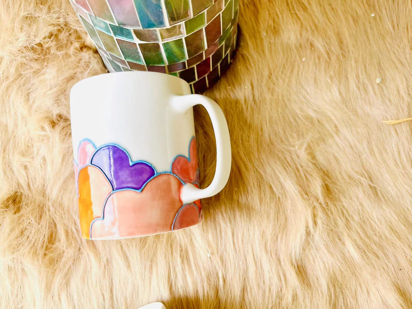 Colorful Cloud Ceramic Coffee Mug, Personalized Handmade Pottery Mug for Gifts