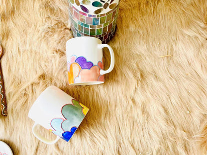 Colorful Cloud Ceramic Coffee Mug, Personalized Handmade Pottery Mug for Gifts