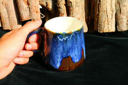 Ceramic Coffee Mug Handmade, Quiet Blue Personalized Pottery Mug