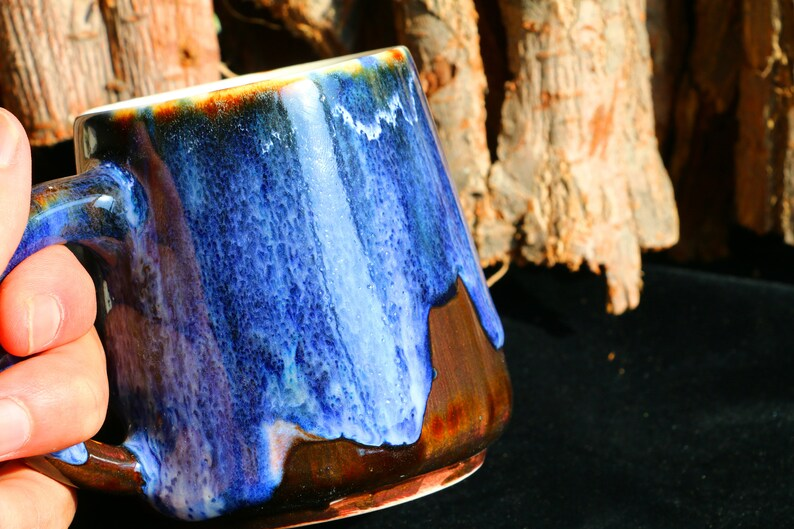 Ceramic Coffee Mug Handmade, Quiet Blue Personalized Pottery Mug