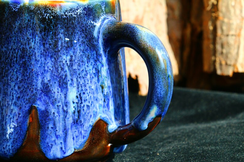 Ceramic Coffee Mug Handmade, Quiet Blue Personalized Pottery Mug