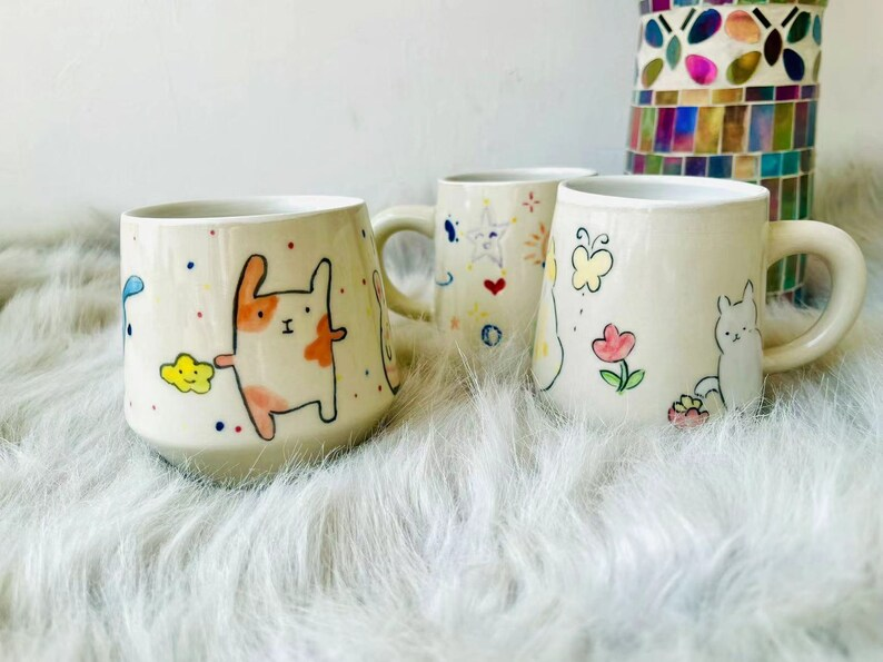 Personalized Hand-Painted Cartoon Animal Ceramic Mug, Cute Animal Coffee Mug For Pet Lovers