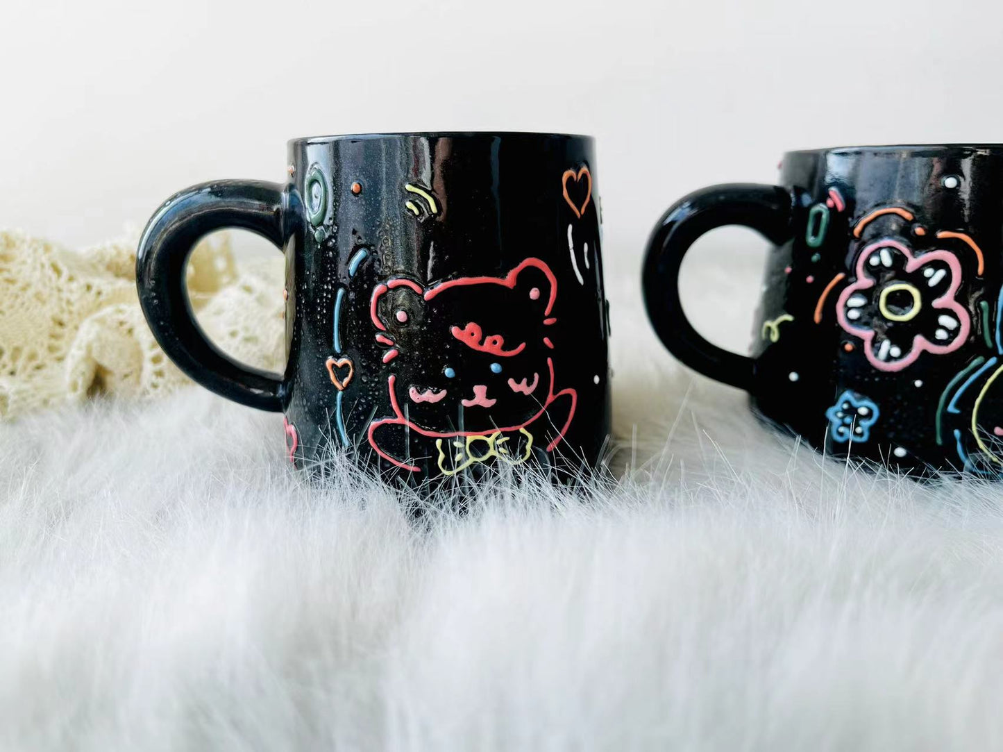 Cute Handpainted Cartoon Animal Ceramic Mugs, Personalized Ceramic Cup for Coffee Lovers