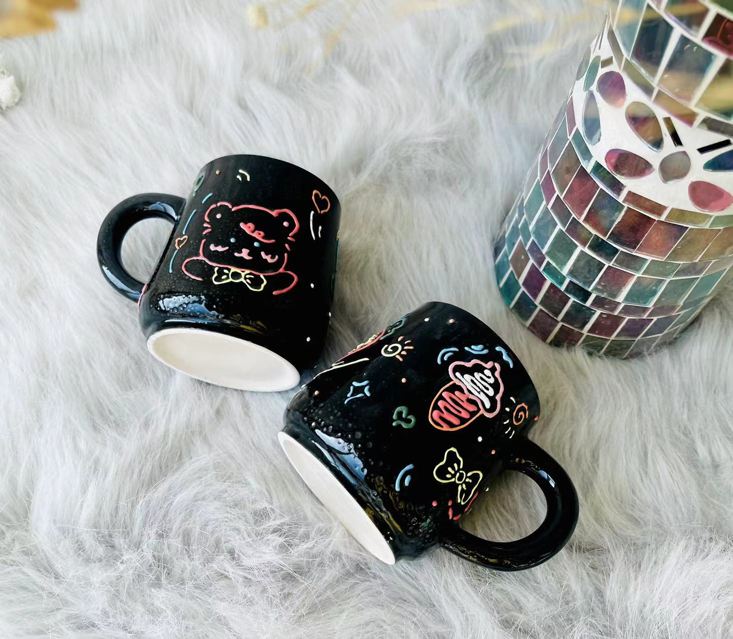 Cute Handpainted Cartoon Animal Ceramic Mugs, Personalized Ceramic Cup for Coffee Lovers