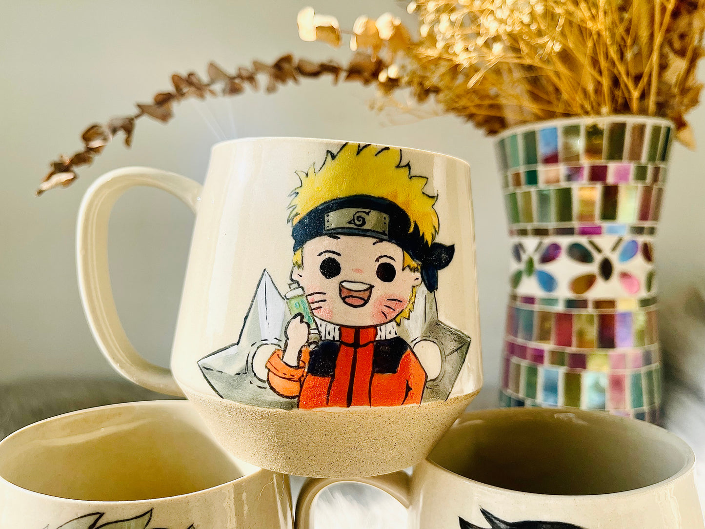 Naruto Handpainted Ceramic Coffee Mugs, Personalized Anime-Inspired Cup for Gifts