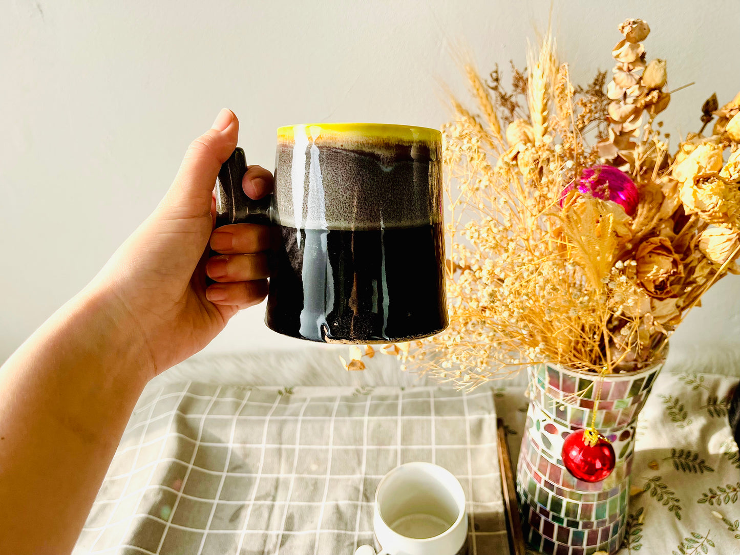 Personalized Ceramic Coffee Mug Handmade, Black And White Custom Mug