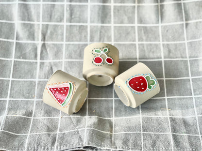 Hand-Painted Fruit Ceramic Succulent Pot – Set Of 3 Cute Mini Planter for Cactus & Succulents