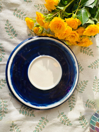 Handcrafted Ceramic Plate – Crackle Glaze with 3D Heart Design