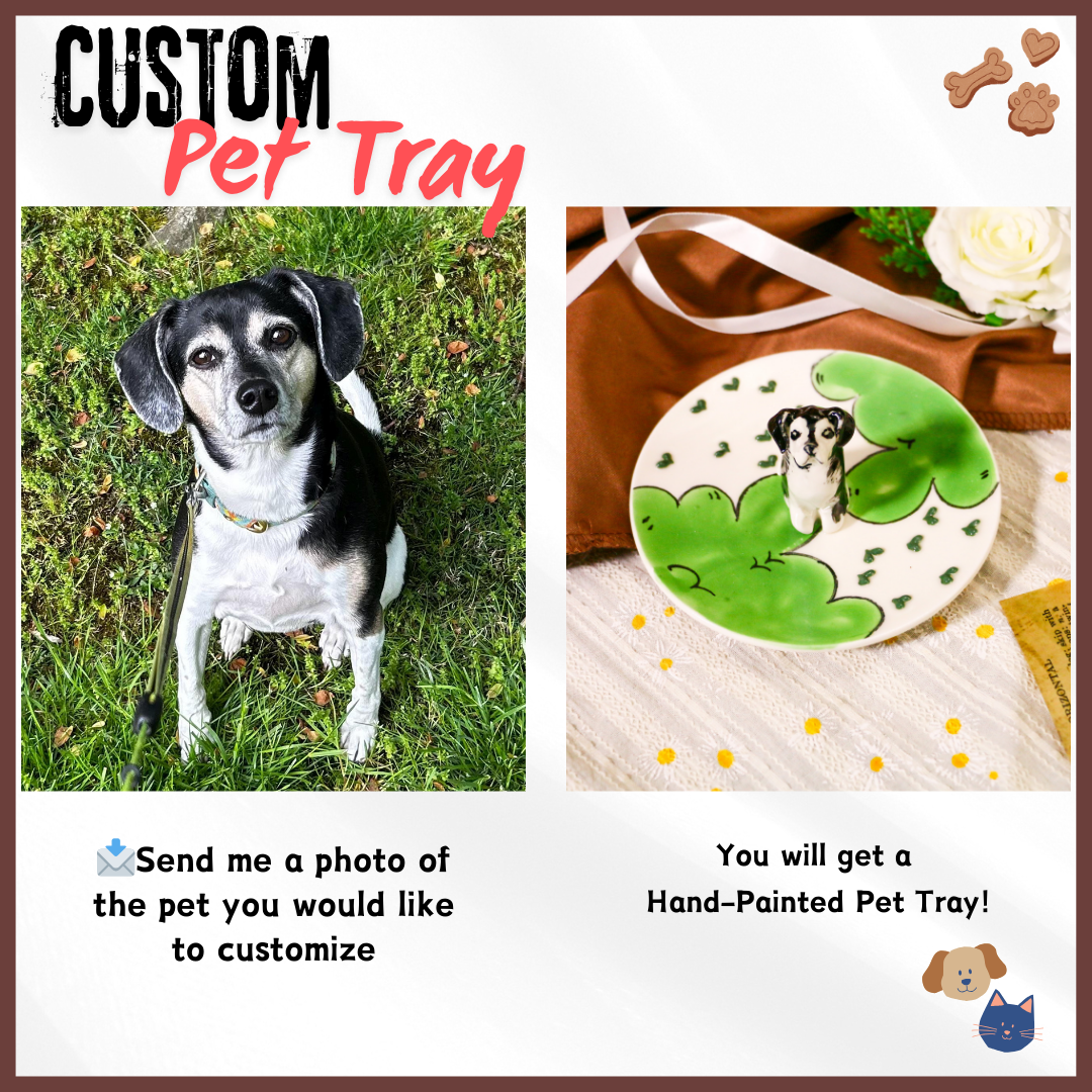 Custom Dog Ceramic Ring Dish, Personalized Handmade Pet Jewel Holder Tray