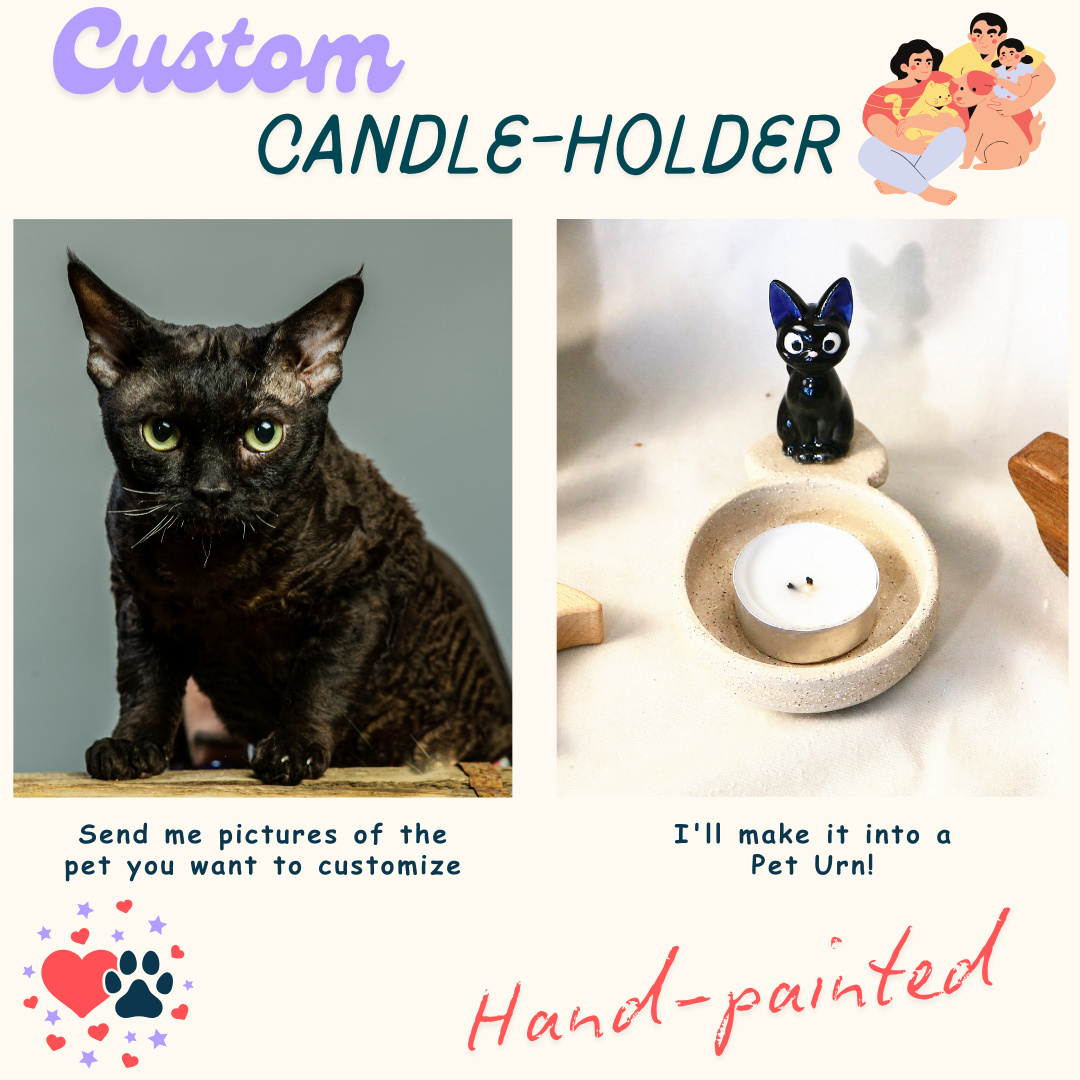 Custom Ceramic Pet Candle Holder, Dog or Cat Handmade Candlestick Holder